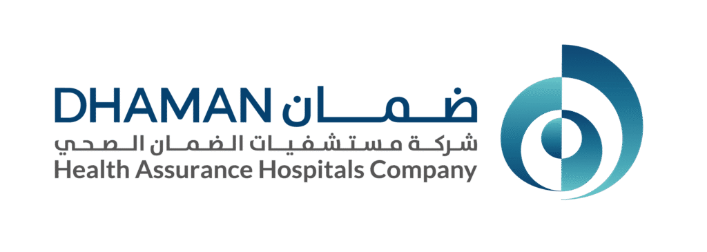 Signboard installation for Dhaman Health Insurance Company in Kuwait by Aryaf Gulf – modern acrylic signage with a clean, healthcare-focused design